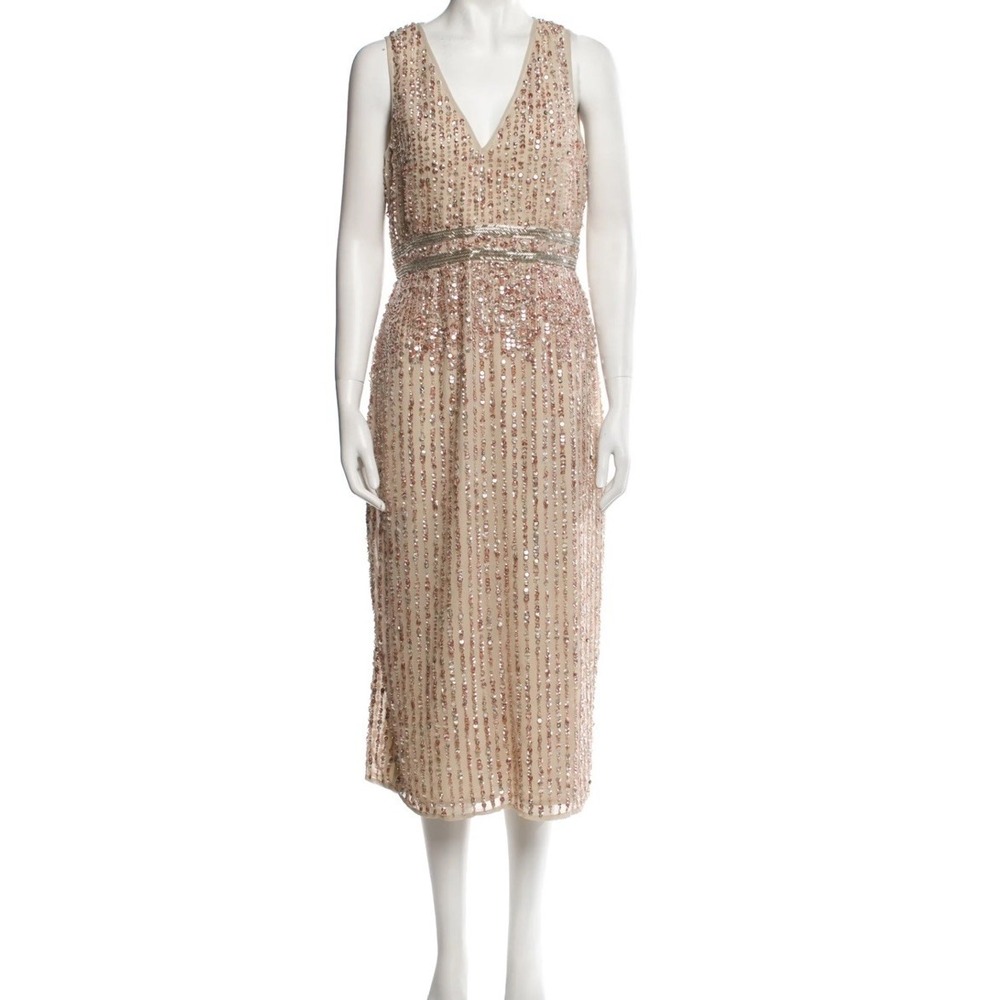 Mac Duggal Fully Embellished Sleeveless‎ MIDI Cocktail Formal Size 10